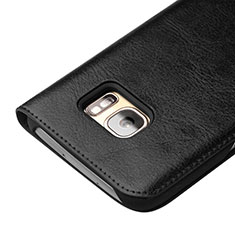 Funda de Cuero Cartera para Samsung Galaxy S7 Edge G935F Negro