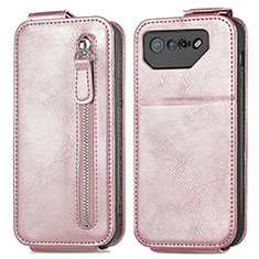 Funda de Cuero Flip para Asus ROG Phone 7 Ultimate Oro Rosa