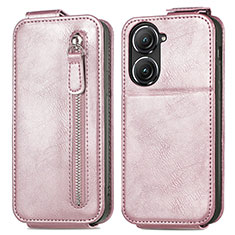 Funda de Cuero Flip para Asus Zenfone 9 Oro Rosa