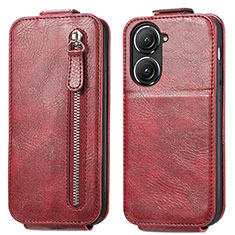 Funda de Cuero Flip para Asus Zenfone 9 Rojo