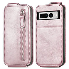 Funda de Cuero Flip para Google Pixel 7 Pro 5G Oro Rosa