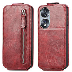 Funda de Cuero Flip para Huawei Honor 70 5G Rojo