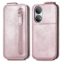 Funda de Cuero Flip para Huawei Honor X7 Oro Rosa