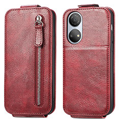 Funda de Cuero Flip para Huawei Honor X7 Rojo