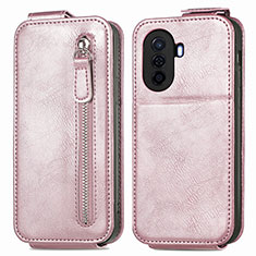 Funda de Cuero Flip para Huawei Nova Y70 Oro Rosa