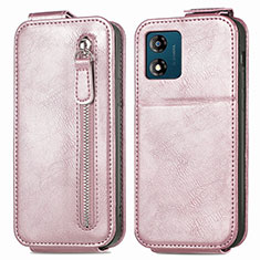 Funda de Cuero Flip para Motorola Moto E13 Oro Rosa