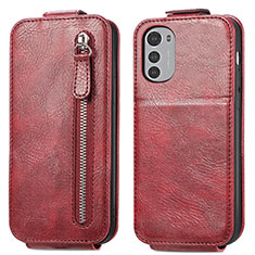 Funda de Cuero Flip para Motorola Moto E32s Rojo