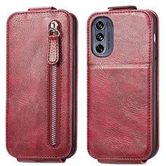 Funda de Cuero Flip para Motorola Moto G62 5G Rojo