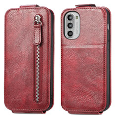 Funda de Cuero Flip para Motorola Moto G71s 5G Rojo