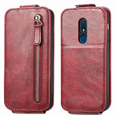 Funda de Cuero Flip para Nokia C3 Rojo