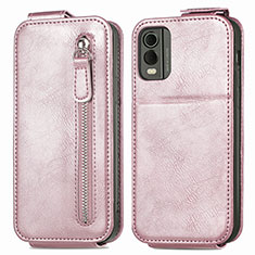 Funda de Cuero Flip para Nokia C32 Oro Rosa