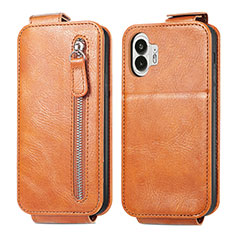 Funda de Cuero Flip para Nothing Phone 2 Marron