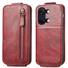 Funda de Cuero Flip para OnePlus Ace 2V 5G Rojo