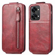 Funda de Cuero Flip para OnePlus Nord 2T 5G Rojo