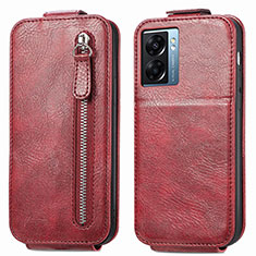 Funda de Cuero Flip para Oppo A56S 5G Rojo