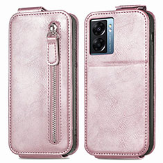 Funda de Cuero Flip para Oppo A57 5G Oro Rosa