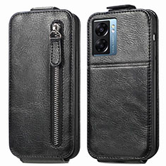 Funda de Cuero Flip para Oppo A77 5G Negro