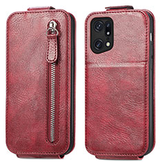 Funda de Cuero Flip para Oppo Find X5 Pro 5G Rojo