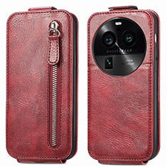 Funda de Cuero Flip para Oppo Find X6 Pro 5G Rojo