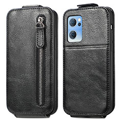 Funda de Cuero Flip para Oppo Reno7 5G Negro