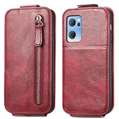 Funda de Cuero Flip para Oppo Reno7 5G Rojo