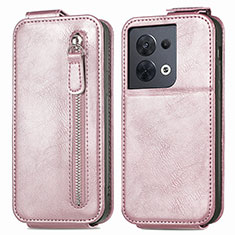 Funda de Cuero Flip para Oppo Reno8 5G Oro Rosa