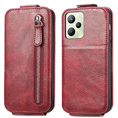 Funda de Cuero Flip para Realme C35 Rojo