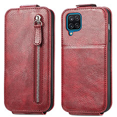 Funda de Cuero Flip para Samsung Galaxy A12 Nacho Rojo