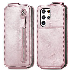 Funda de Cuero Flip para Samsung Galaxy S21 Ultra 5G Oro Rosa