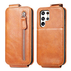 Funda de Cuero Flip para Samsung Galaxy S25 Ultra 5G Marron