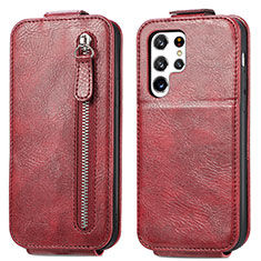 Funda de Cuero Flip para Samsung Galaxy S25 Ultra 5G Rojo