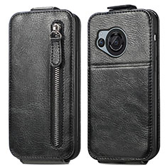 Funda de Cuero Flip para Sharp Aquos R8 Negro