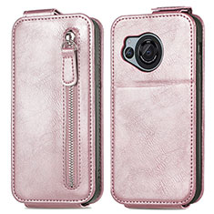 Funda de Cuero Flip para Sharp Aquos R8 Oro Rosa