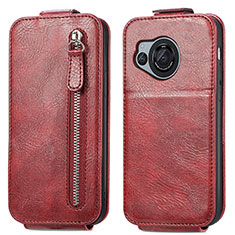 Funda de Cuero Flip para Sharp Aquos R8 Rojo