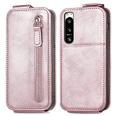 Funda de Cuero Flip para Sony Xperia 5 IV Oro Rosa