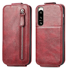 Funda de Cuero Flip para Sony Xperia 5 IV Rojo