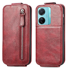 Funda de Cuero Flip para Vivo iQOO Z6 Pro 5G Rojo