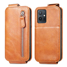 Funda de Cuero Flip para Vivo T1 5G India Marron