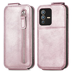 Funda de Cuero Flip para Vivo V23 5G Oro Rosa