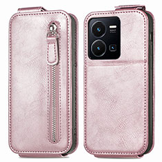 Funda de Cuero Flip para Vivo Y35 4G Oro Rosa