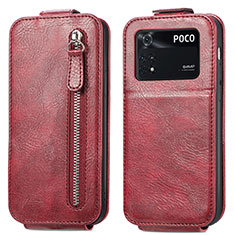 Funda de Cuero Flip para Xiaomi Poco M4 Pro 4G Rojo