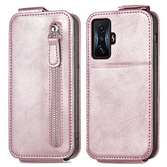 Funda de Cuero Flip para Xiaomi Redmi K50 Gaming 5G Oro Rosa