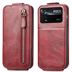 Funda de Cuero Flip para Xiaomi Redmi Note 11E Pro 5G Rojo