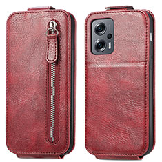 Funda de Cuero Flip para Xiaomi Redmi Note 11T Pro+ Plus 5G Rojo