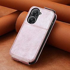 Funda de Cuero Flip S01D para Asus Zenfone 9 Oro Rosa