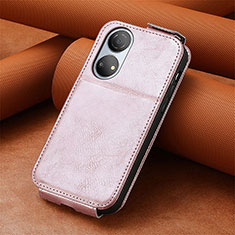 Funda de Cuero Flip S01D para Huawei Honor X7 Oro Rosa