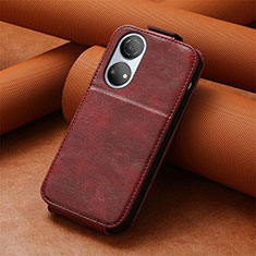 Funda de Cuero Flip S01D para Huawei Honor X7 Rojo