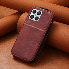 Funda de Cuero Flip S01D para Huawei Honor X8 4G Rojo