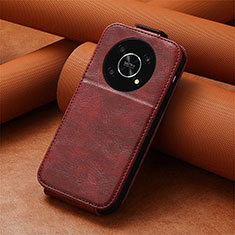 Funda de Cuero Flip S01D para Huawei Honor X9 5G Rojo