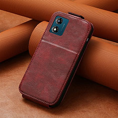 Funda de Cuero Flip S01D para Motorola Moto E13 Rojo